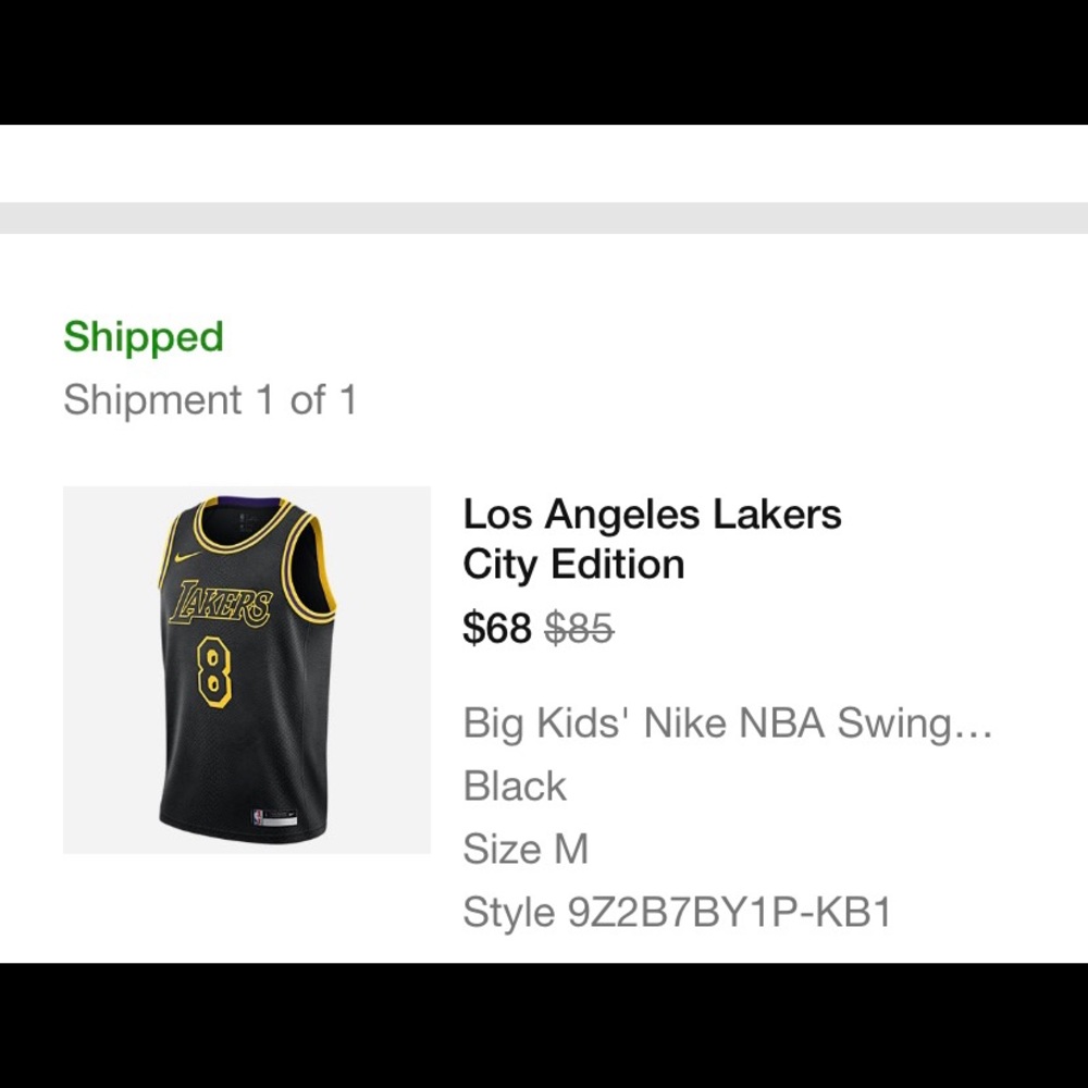 Lakers Kobe City Edition Jersey Big Kids Size M